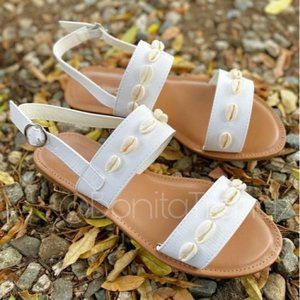 NEW -Sea Shell White Double Strap Sandals-SIZE 7-NEW